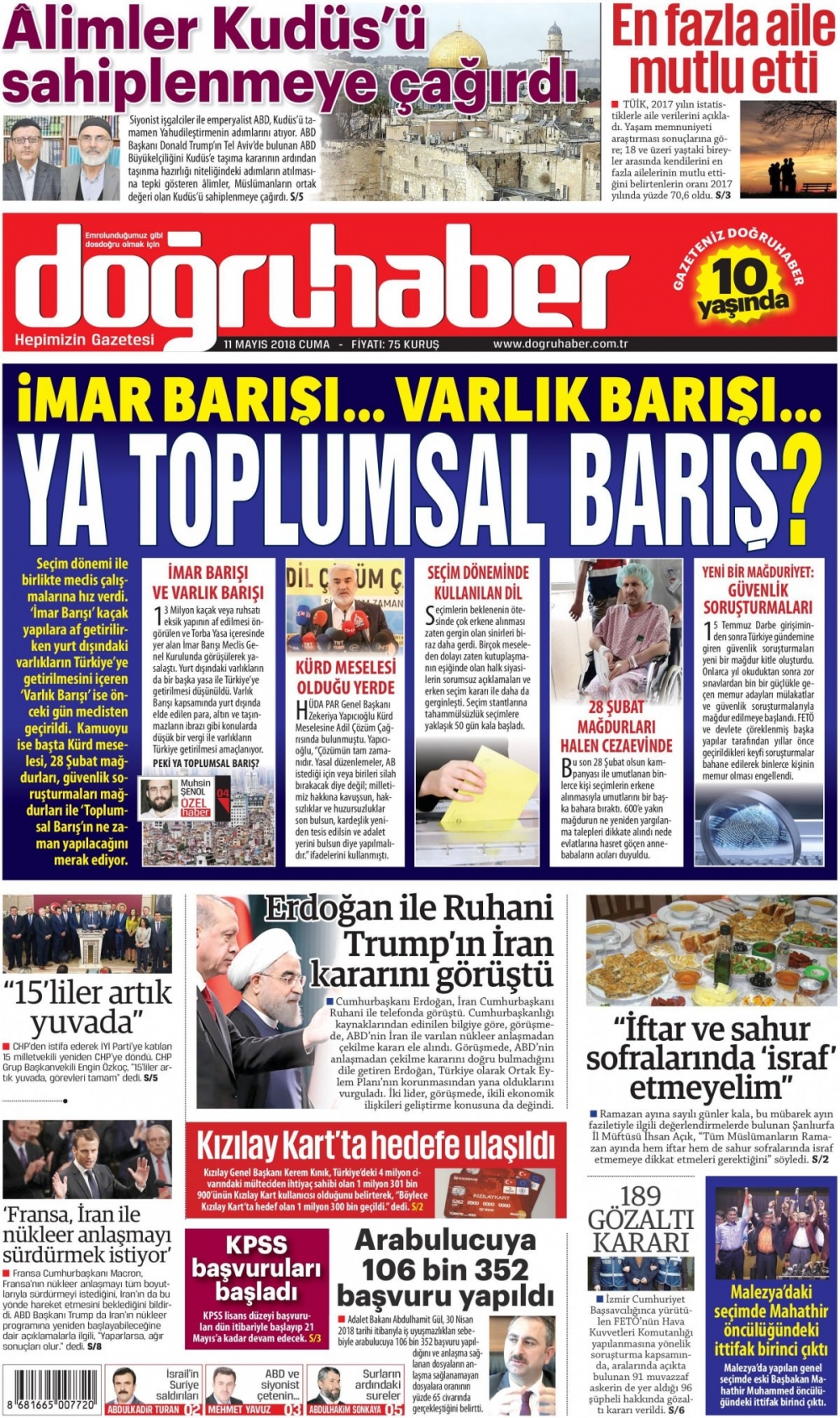 Günün gazete manşetleri (11 Mayıs 2018) 24