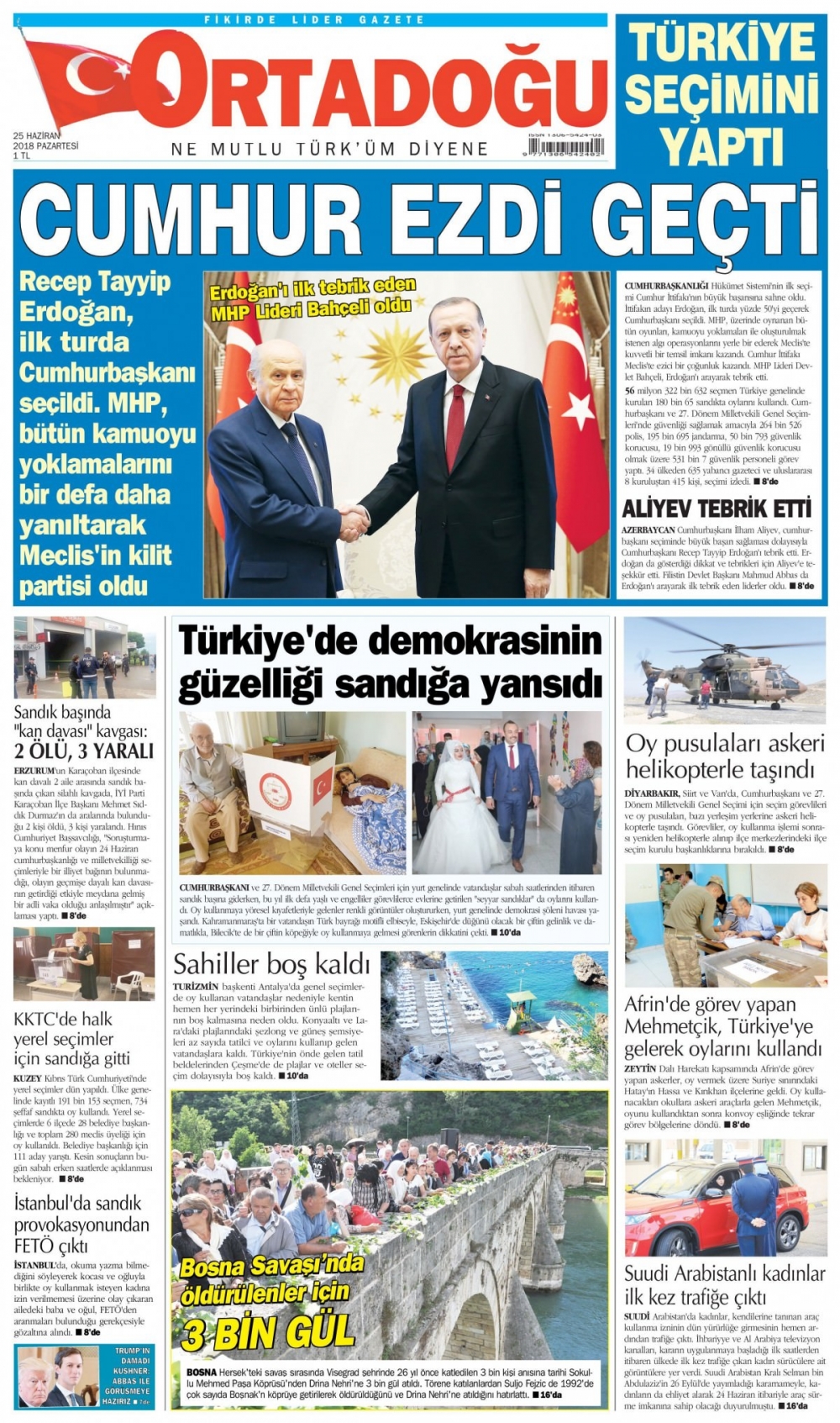 Günün gazete manşetleri ( 25 Haziran 2018) 24