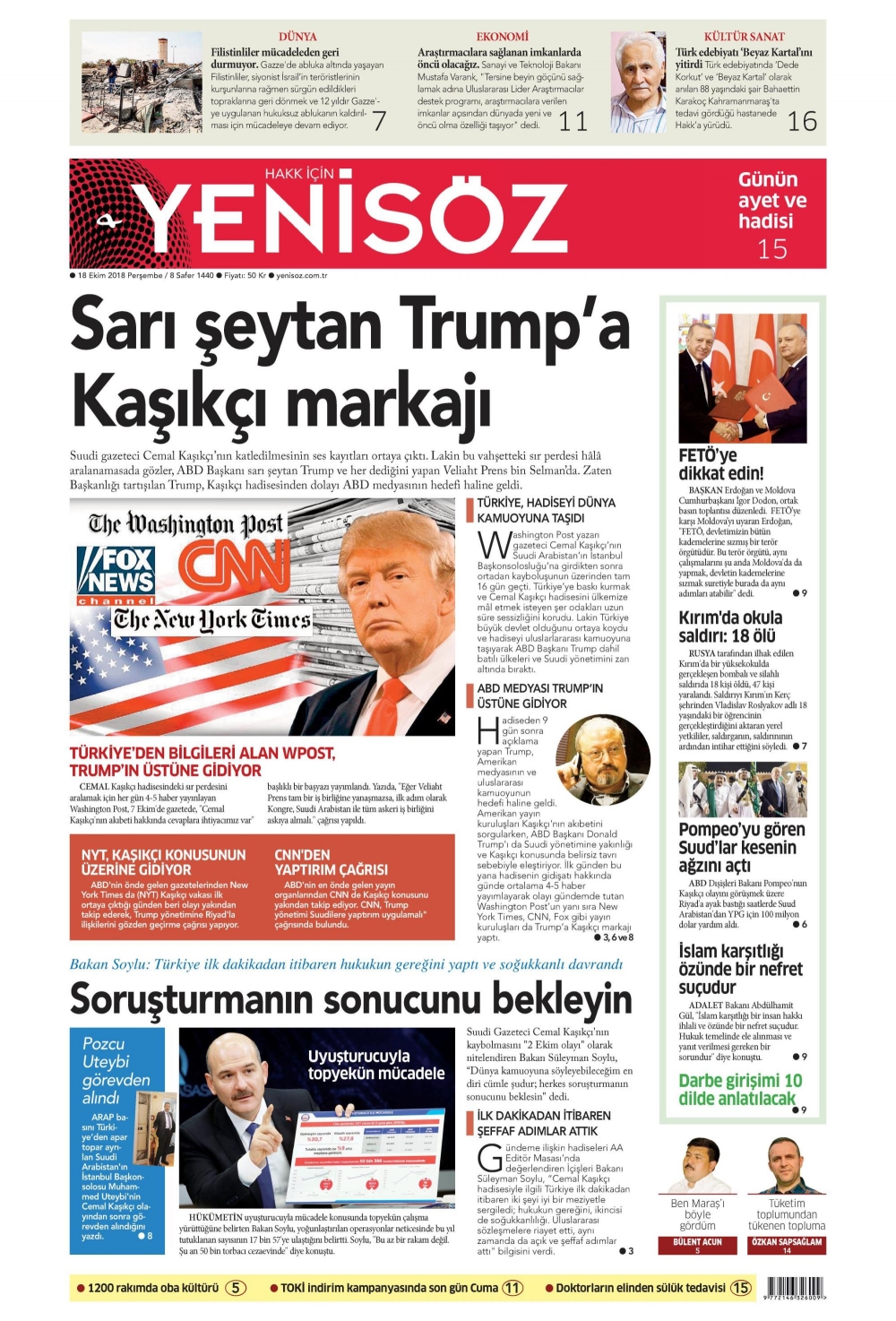 Günün gazete manşetleri (18.10.2018) 1