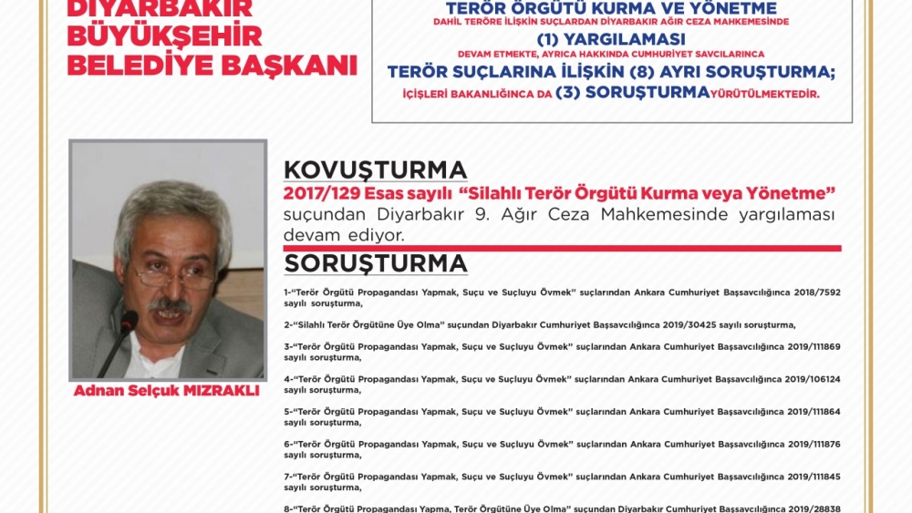 Belediye başkanlarının görevden alınma gerekçeleri(Diyarbakır, Mardin ve 1