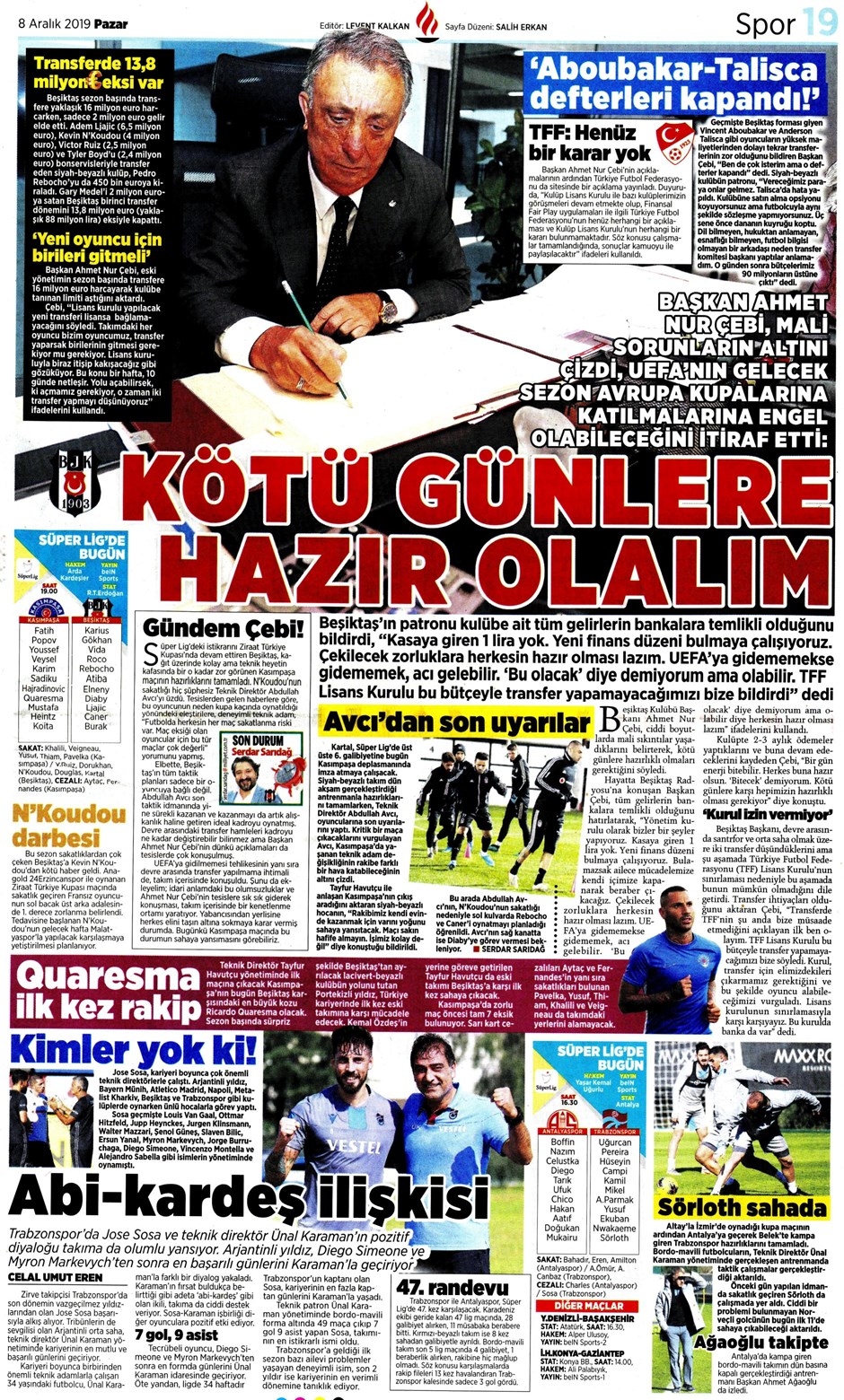Günün spor manşetleri (8 Aralık 2019) 'Ahtapot Muslera' 10