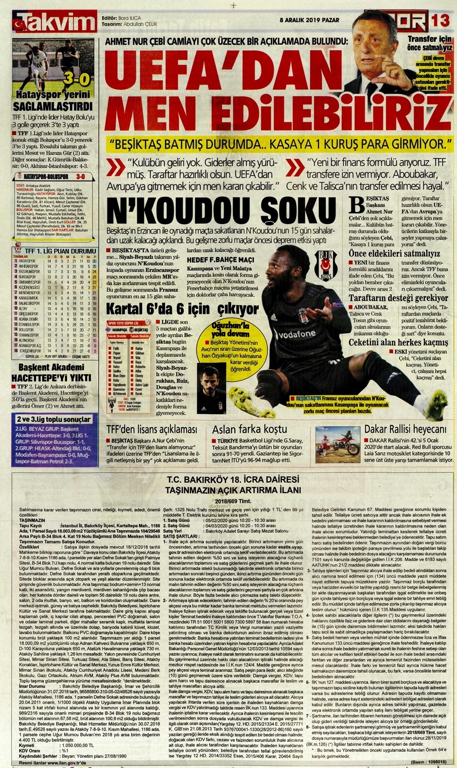 Günün spor manşetleri (8 Aralık 2019) 'Ahtapot Muslera' 24