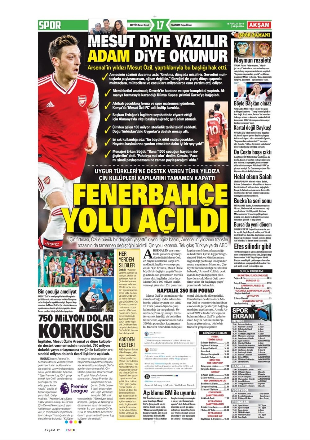 'Fenerbahçe yolu açıldı'  Günün spor manşetleri 7
