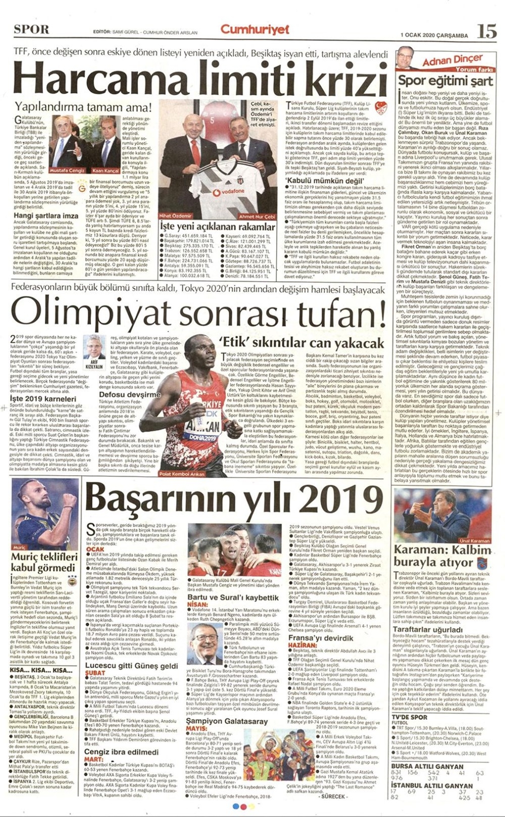 Yeni yılın ilk spor manşetleri...Günün spor manşetleri (1 Ocak 2020) 2