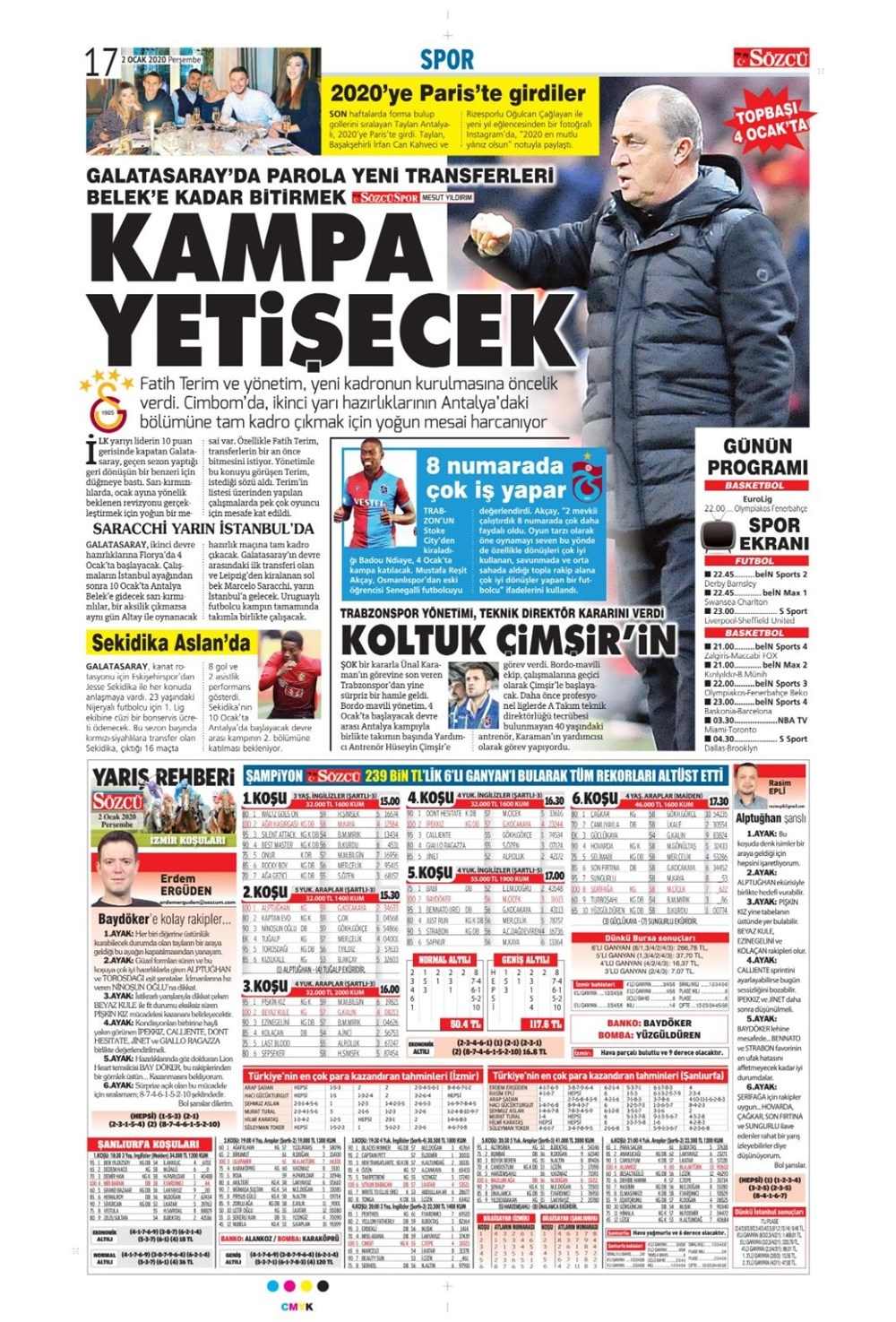 Günün spor manşetleri (2 Ocak 2020) 'Fenerbahçe'den Ben Arfa.. 1