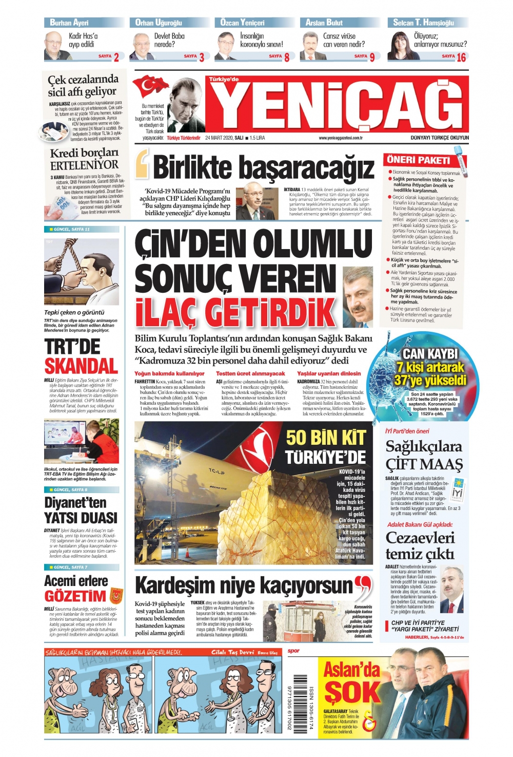 Gazeteler bugün ne yazdı? 24 Mart Gazete Manşetleri 18