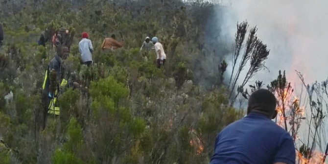Afrika'nın en yüksek dağındaki yangında 500 gönüllü görev yapıyor