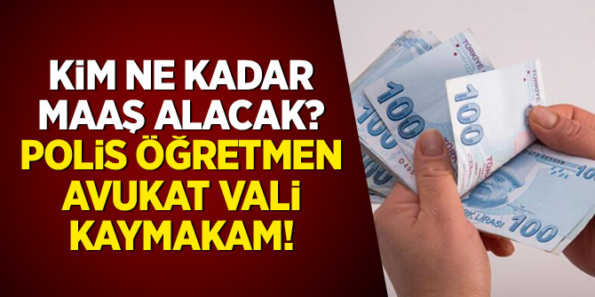 Kim ne kadar maaş alacak? Öğretmen Polis Avukat Vali Kaymakam!