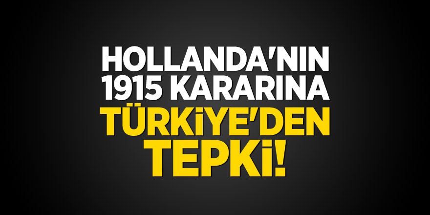 Hollanda'nın 1915 kararına Türkiye'den tepki!