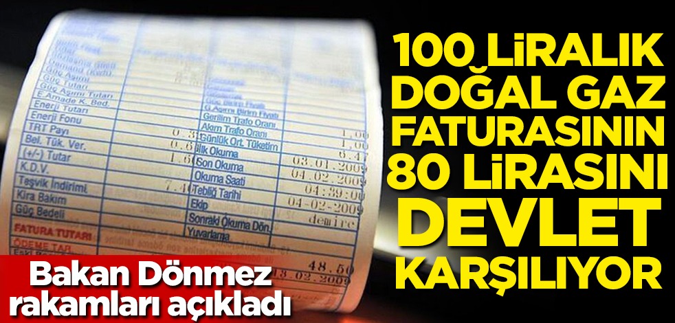 Bakan Dönmez açıkladı: 100 liralık doğal gaz faturasının 80 lirasını devlet karşılıyor