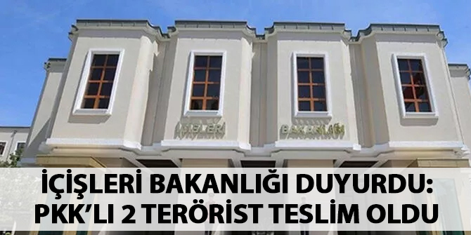 İçişleri Bakanlığı duyurdu: PKK'lı 2 terörist ikna ile teslim oldu