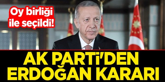 Oy birliği ile seçildi! AK Parti'den Erdoğan kararı
