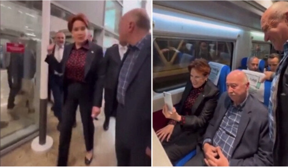 Kurmaylarını da yanına alan Meral Akşener Eskişehir programına Yüksek Hızlı Tren'le gitti