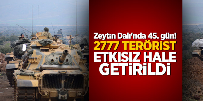 Zeytin Dalı'nda 45. gün! 2777 terörist etkisiz hale getirildi