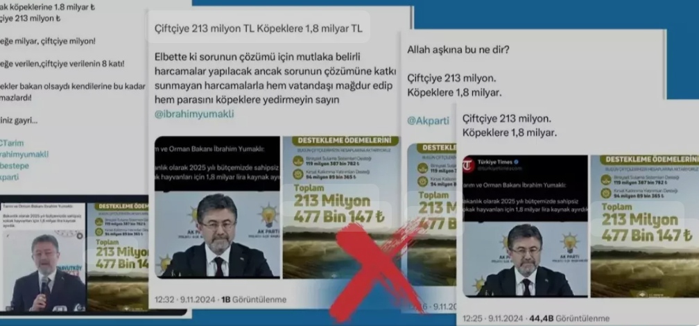 Dezenformasyonla Mücadele Merkezi 'Çiftçiye 213 milyon TL ayrıldı' iddiasını yalanladı Gerçek rakam: 135 milyar TL