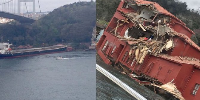 İstanbul Boğazı'nda gemi yalıya çarptı