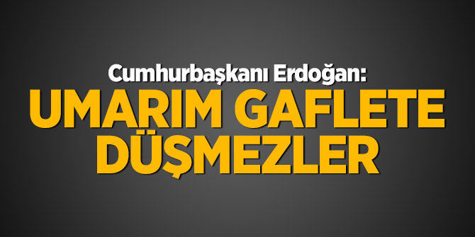 Cumhurbaşkanı Erdoğan: Umarım gaflete düşmezler