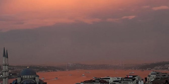 Kızıl güneş İstanbul semalarını ve boğaz'ı bakın nasıl boyadı!