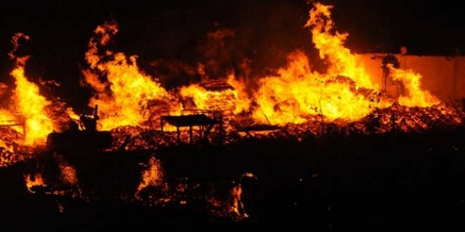 Kocaeli Darıca'da palet imalathanesinde yangın