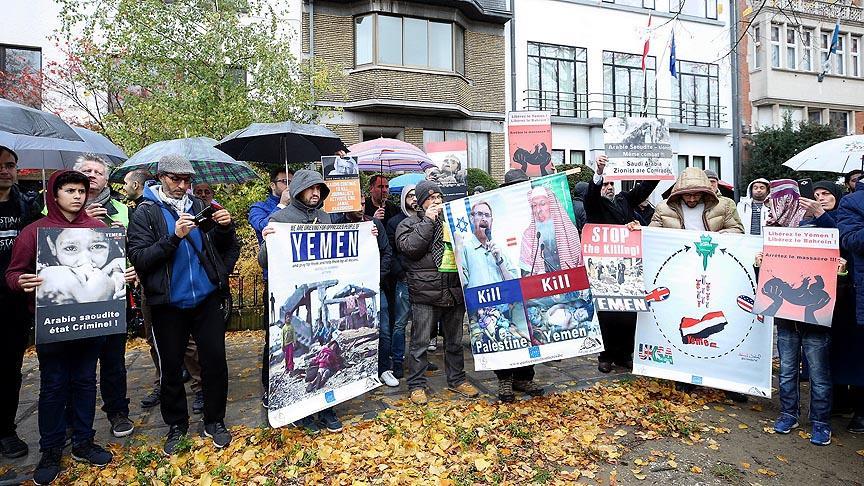 Brüksel'de Suudi Arabistan karşıtı protesto