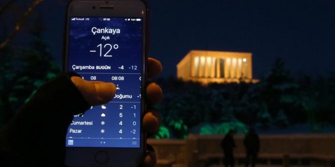 Ankara'da  termometreler eksi 12 dereceyi gösterdi!