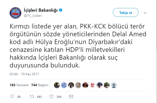 İçişleri'nden HDP'li vekiller hakkında suç duyurusu
