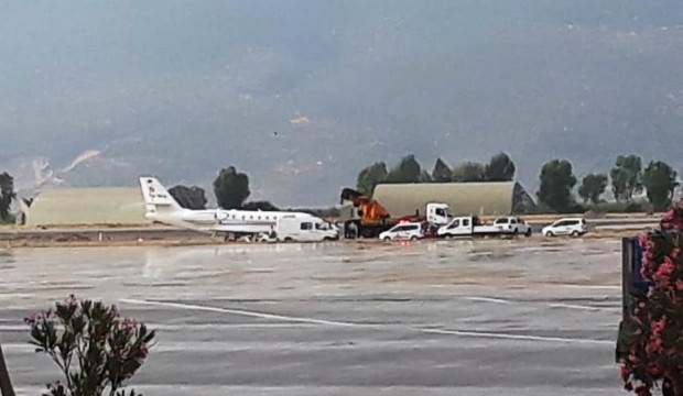 Bodrum’da özel uçak pistten çıktı