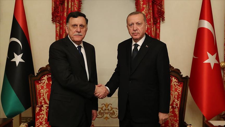 Erdoğan, Libya UMH Başkanlık Konseyi Başkanı Sarraj'ı kabul etti