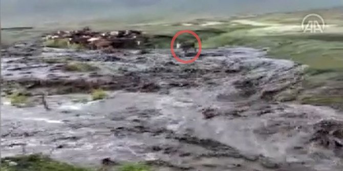 Ardahan'da sele kapılan dananın sudan çıkma mücadelesi görüntülendi