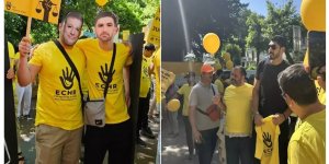 Fransa'da FETÖ'cüler İmamoğlu maskesi takarak AİHM'de eylem yaptı