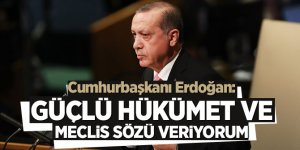 Cumhurbaşkanı Erdoğan: Güçlü hükümet ve Meclis sözü veriyorum